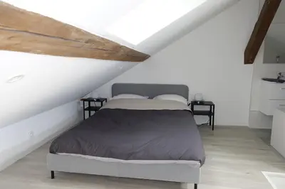 Un ou plusieurs lits dans un hébergement de l'établissement Dijon : Superbe appartement hyper centre en duplex