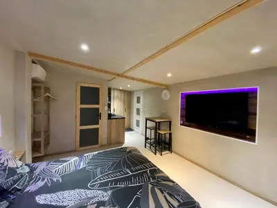 Télévision ou salle de divertissement dans l'établissement LE STUDIO,Superbe appartement meublé avec terrasse