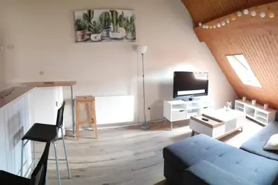 Télévision ou salle de divertissement dans l'établissement Duplex au centre ville, dans cour intérieure calme