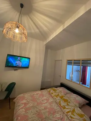 Un ou plusieurs lits dans un hébergement de l'établissement Charmant appartement Cité international - Gastronomie & Vin - Dijon
