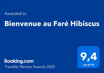 Certificat, récompense, panneau ou autre document affiché dans l'établissement Bienvenue au Faré Hibiscus