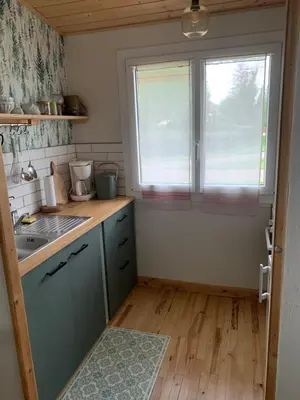 Cuisine ou kitchenette dans l'établissement Chalet de la Baume