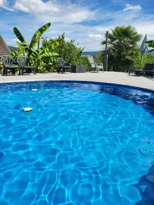 Piscine de l'établissement Chalet cocooning pleine nature ou située à proximité