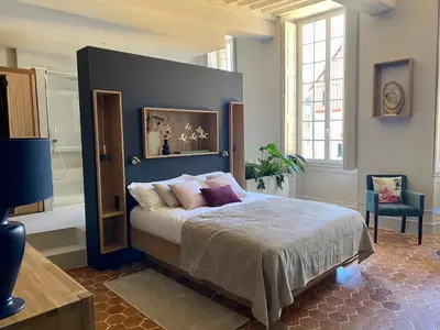 Un ou plusieurs lits dans un hébergement de l'établissement Suite avec Spa Quartier Cathédrale