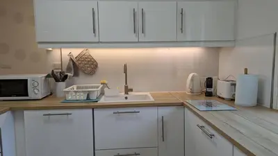 Cuisine ou kitchenette dans l'établissement L'Orée du bois