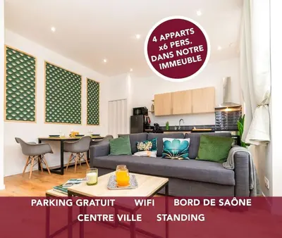 Coin salon dans l'établissement Le Chardonnay - Locationtournus