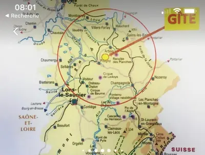 Plan de l'établissement Gîte au Coeur du Jura entre Comté et Vin jaune, Gîte Vin Jaune