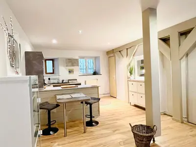 Cuisine ou kitchenette dans l'établissement Gîte de campagne Gaspard