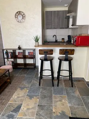 Cuisine ou kitchenette dans l'établissement Studio indépendant avec piscine et jardin