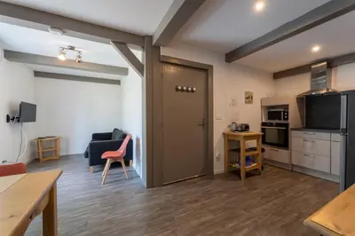Cuisine ou kitchenette dans l'établissement Gîte Cascades des Tufs 2 pièces piscine